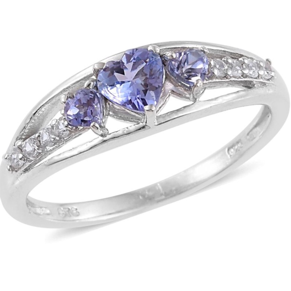 GENUINE HEART SHAPED TANZANITE RING